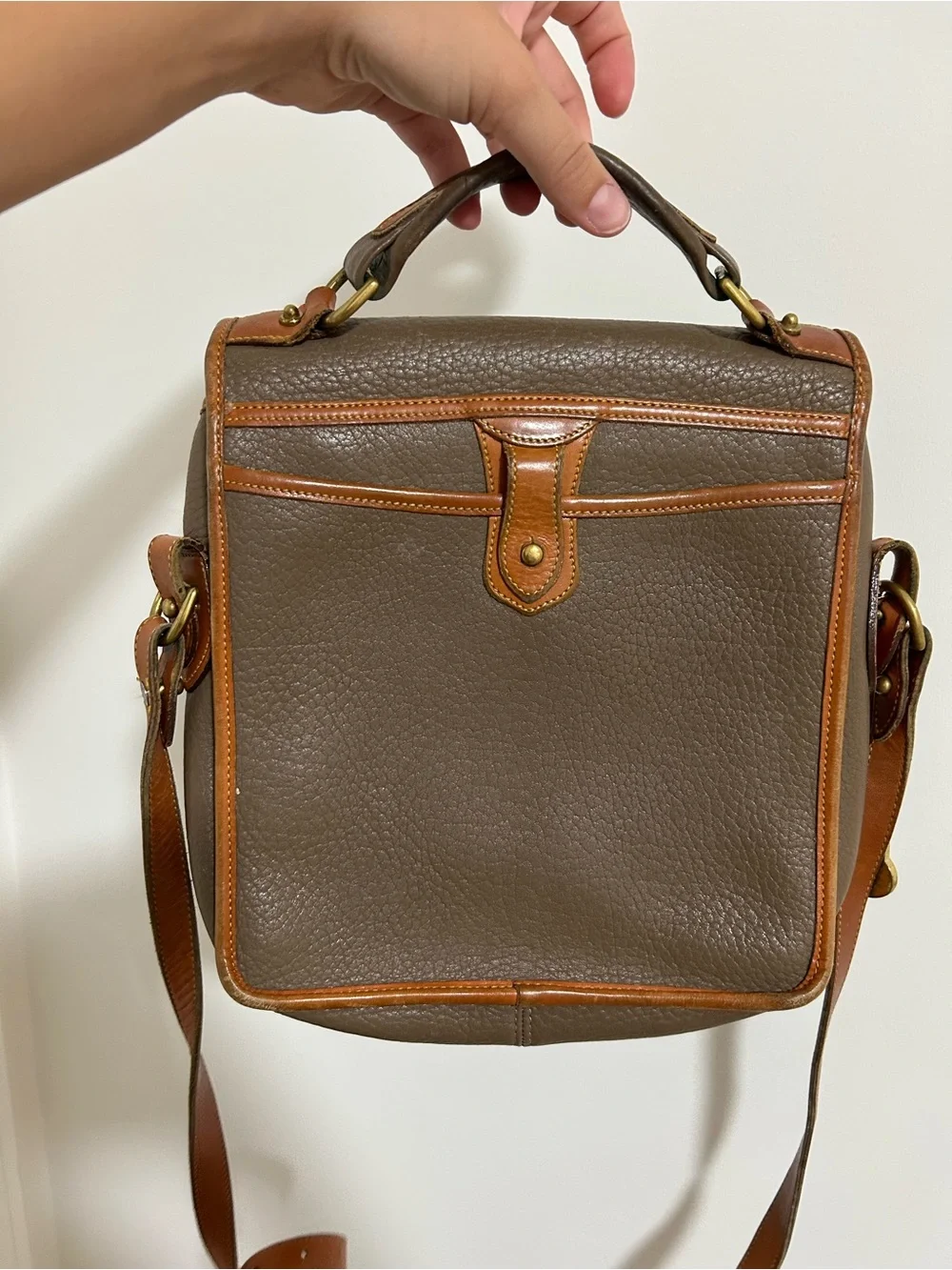 Dooney & Bourke Brown and Tan Pebble Leather Messenger